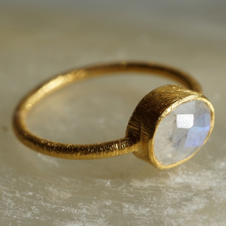 Bague plaqué or "Drop" Pierre de Lune