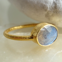 Bague "Drop" Labradorite, Argent 925 et Or 3µ