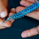 Long Necklace "Crystal" Indigo electric