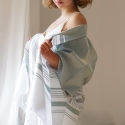 Linen, organic cotton and jute "Chess" stole