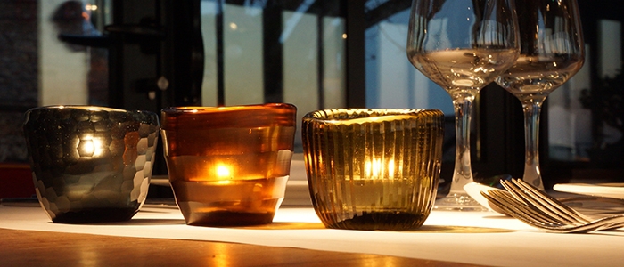 Vases et photophores en verre soufflé