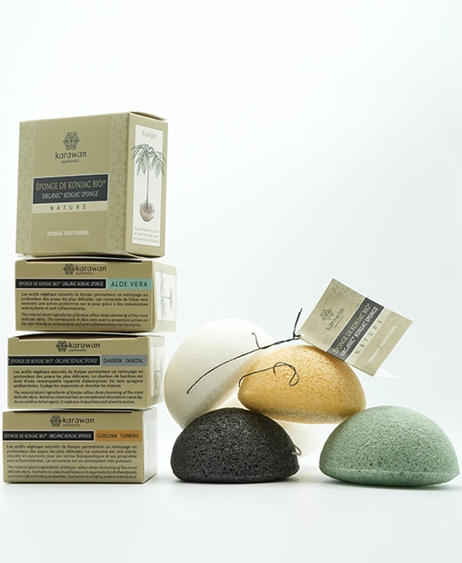 Eponges végétales de konjac dans leur boîte