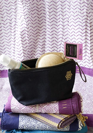 Petite trousse de toilette en coton bio canvas sérigraphié